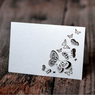 Wedding butterfly seat card hollow wedding three-dimensional table card ice white heart-shaped card Cup card Shenzhen wholesale