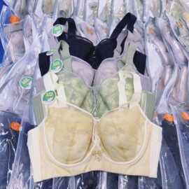 全罩杯内衣女大胸显小薄款透气调整型软钢圈收副乳防下垂蕾丝大码