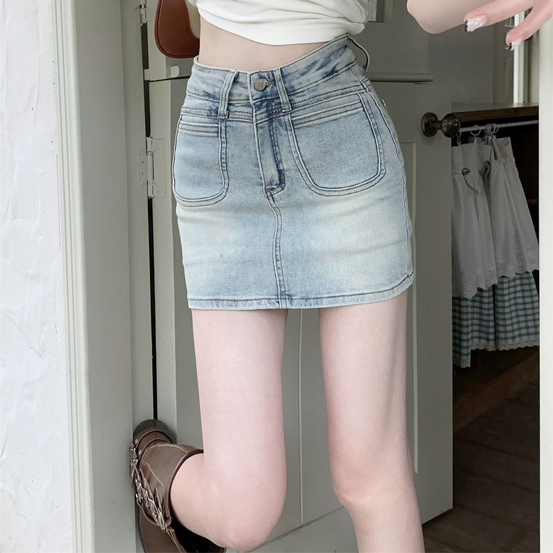 Blue spring summer denim skirt