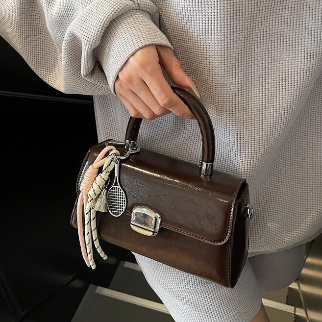 Bolso pequeño de cuero de cera de aceite de súper fuego de comercio exterior 2025 nuevo bolso cuadrado pequeño retro salvaje bolso bandolera de moda casual