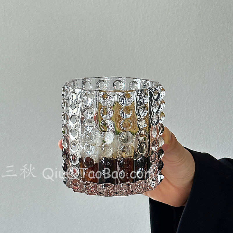 三秋Sanqレトロ軽豪華珠点グラスコップコップ高級感コーヒーカップ飲料カップウイスキーグラス|undefined