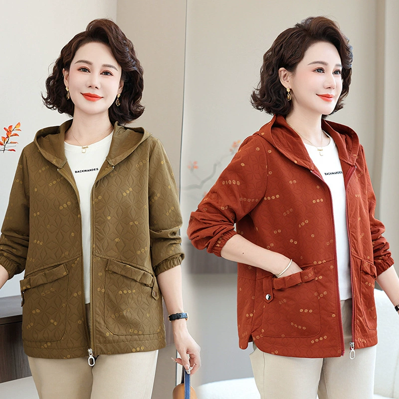 Xin Xin Jia Spring Fashionable Jacket for Mothers, Autumn Demi-Season Trench Coat, Western Style