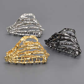 万圣节新款金属骷髅夹大号鲨鱼时尚马尾夹发夹批发跨境热销款现货