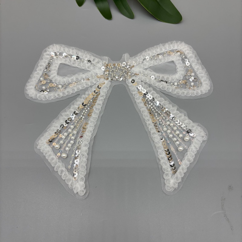 电脑珠绣童装网花蝴蝶连衣裙胸花公主裙布贴舞蹈服补丁外贸服装