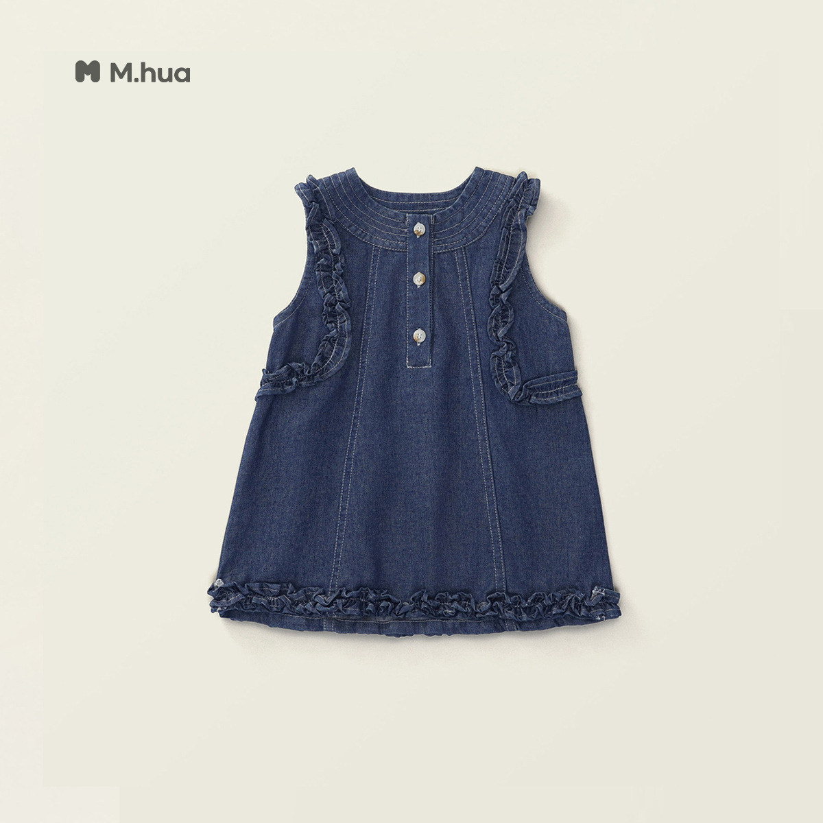 Jella Children's Sleeveless Denim Dress for Girls, 2026 Summer New Style, Korean Fashionable Lace Dress, Dropshipping Available