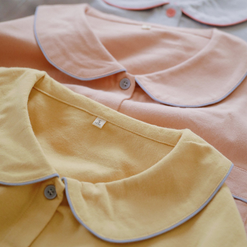 Custom-made 75% cotton pajamas for women, with a sweet doll collar, made of pure cotton flannel, loose-fitting, suitable for young girls as home wear in autumn and winter Custom-made 75% cotton pajamas for women, with a sweet doll collar, made of pure cotton flannel, loose-fitting, suitable for young girls as home wear in autumn and winter