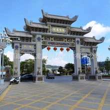 石雕牌坊牌楼村口石牌坊做旧广场寺庙古建筑三门五门牌坊