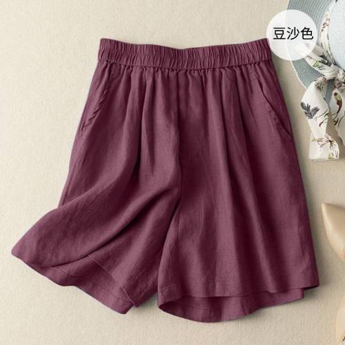 Cotton Linen Wide Leg Pants for Women Summer Loose and Thin Short Skirt Women High Waist Slimming Artistic Retro Casual Straight Pants for Outside Wear