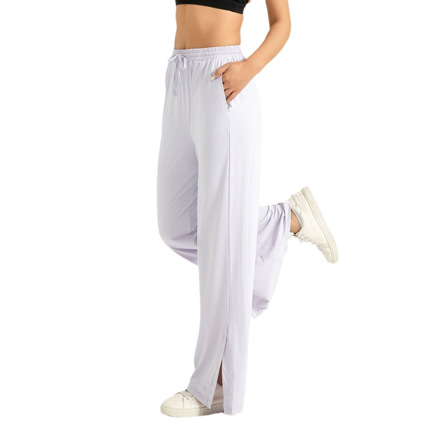 Zona transfronteriza de Juyitang pantalones de cintura alta y piernas anchas para mujeres, pantalones deportivos anti-UV de hielo desnudos