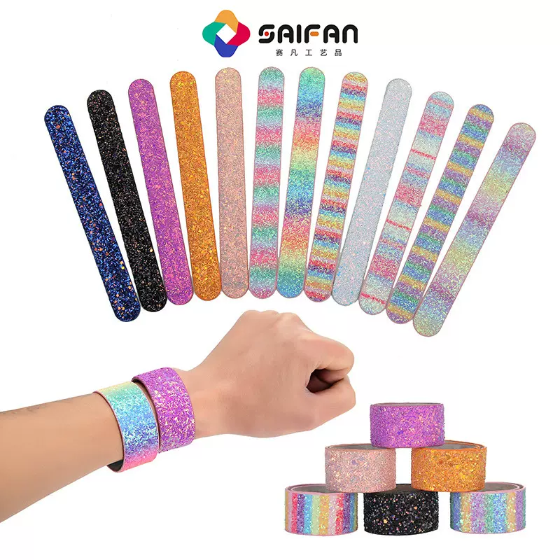 跨境亚马逊儿童闪粉拍拍圈手镯啪啪圈手腕带手饰儿童节日气氛礼品