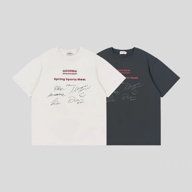 GOODBAI シグネチャープリント ラウンドネック オーバーサイズ 半袖 Tシャツ|undefined
