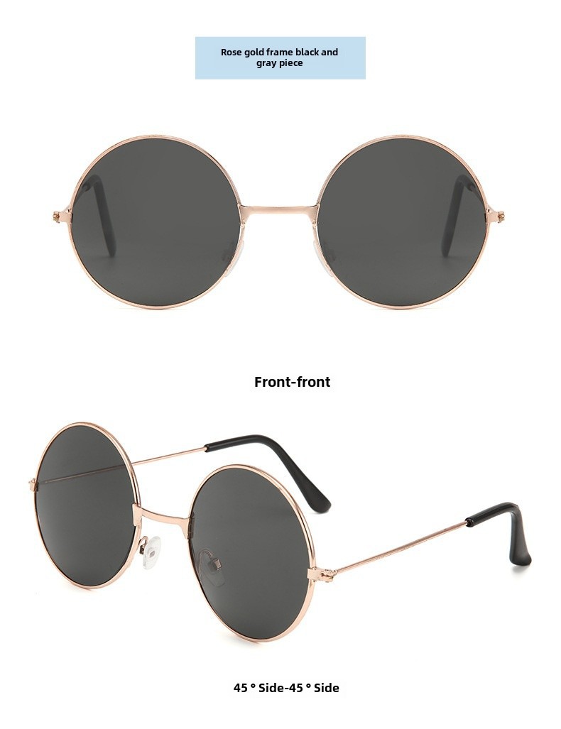 Retro Runde Metall Sonnenbrille Sonnenbrille Neue Unisex Flache Brille Farbe Marine Brille Großhandel_voghion.com