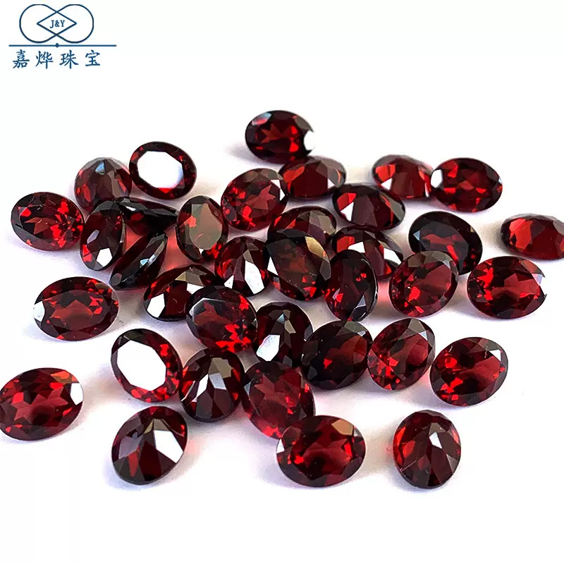 全净体 天然石榴石戒面椭圆刻面尖底石榴石蛋面裸石 宝石戒面批发