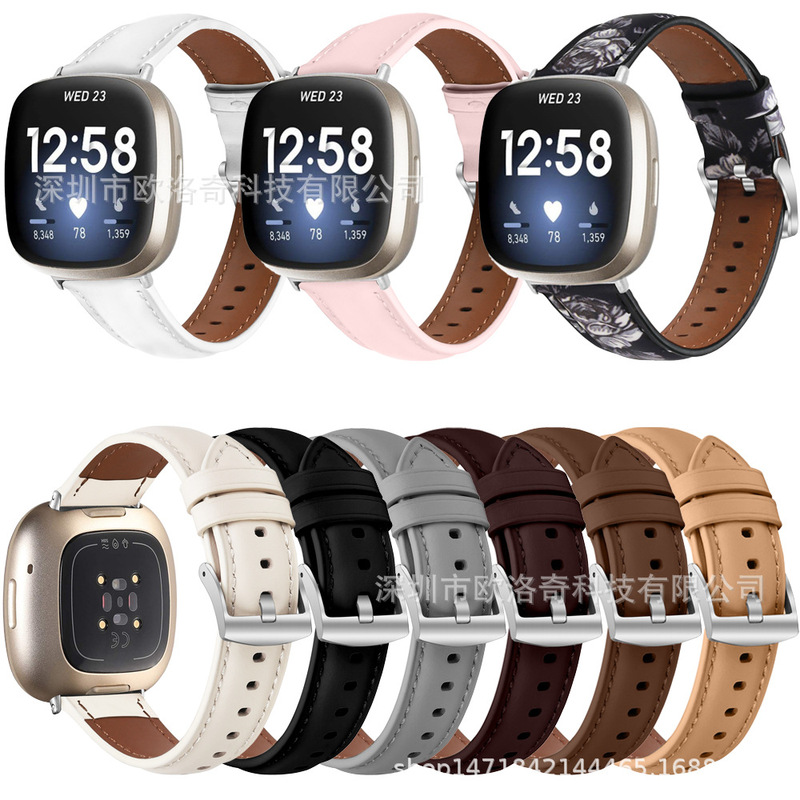Suitable for Fitbit Versa3/Sense Smart Watch Strap Versa4/Sense2 Watch Leather Wristband