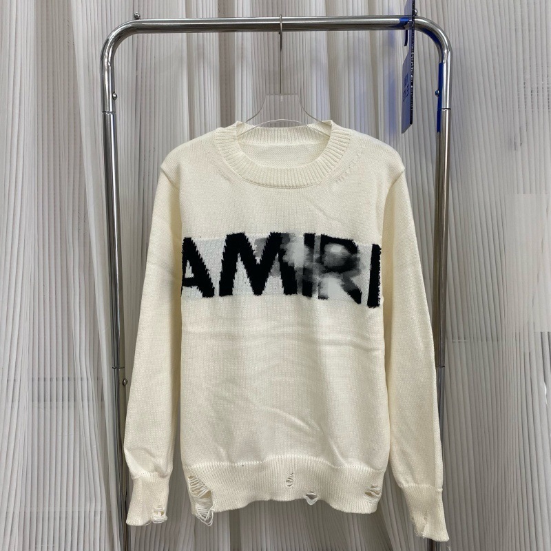 【25冬季爆款毛衣】amiri新品毛衣潮牌前后logo提花AMIRI字母男女|undefined