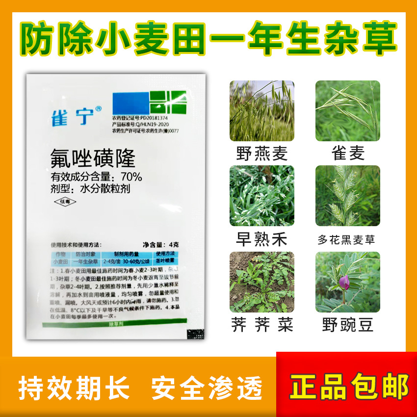 氟唑磺隆70%燕雀清 小麦田苗后除草剂看麦娘雀麦野燕麦麦田除草剂