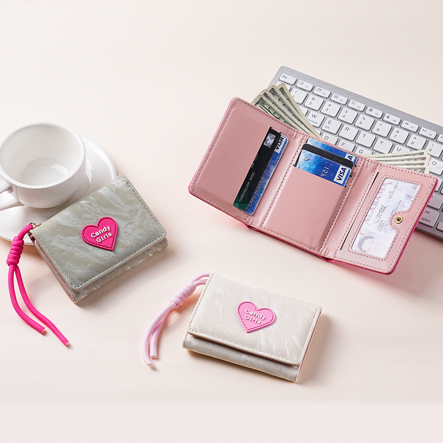 2025 New Style Fresh and Cute Candy-Colored Short Wallet with High Aesthetic Appeal for Female Students, Multi-Card Slot Coin Purse and Card Holder