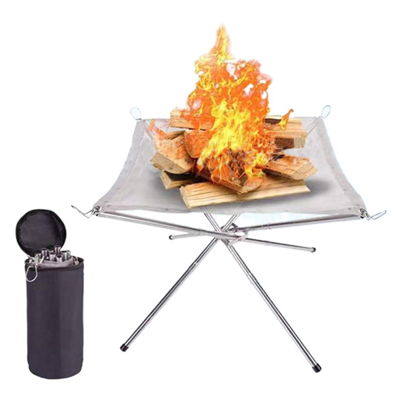 Cross-Border Hot Selling Foldable Bonfire Rack Set Outdoor Camping Firewood Rack Convenient Stainless Steel Fire Rack Wholesale
