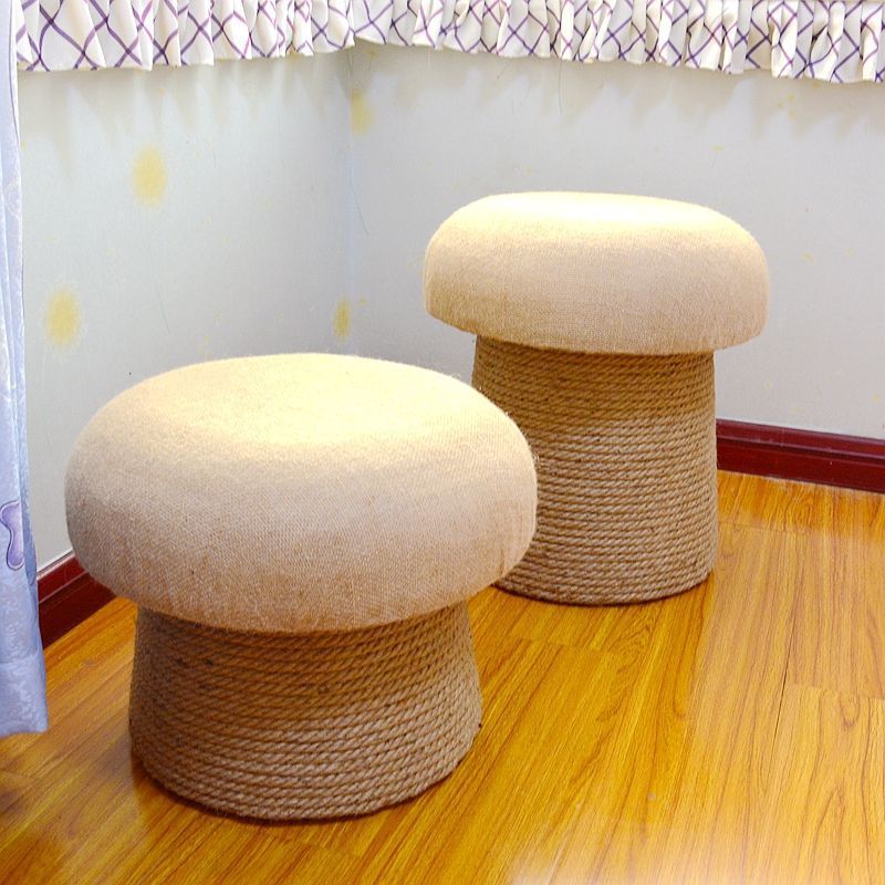 蘑菇凳坐墩凳子沙发凳换鞋凳创意卡通家用圆凳坐墩麻绳实木茶几凳