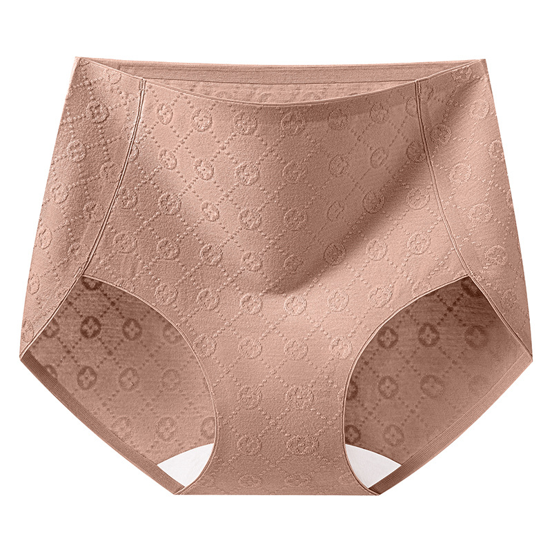 2024 nuevo estilo de algodón de cintura alta, abdomen sin clip, cadera 7A, entrepierna de algodón antibacteriano, sin costuras, jacquard transpirable para mujer