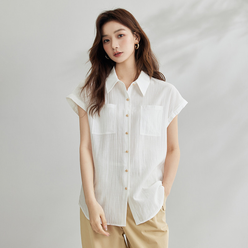 通勤気質小飛袖半袖シャツ女性のための 2025 夏のファッションハイエンド多用途シャツトップ A4574|undefined