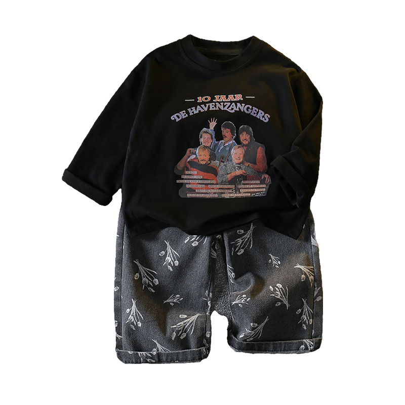 6087 traje de suéter para niños primavera y otoño 2024 nuevo traje para niños bebé otoño oso camisa de fondo de dos piezas