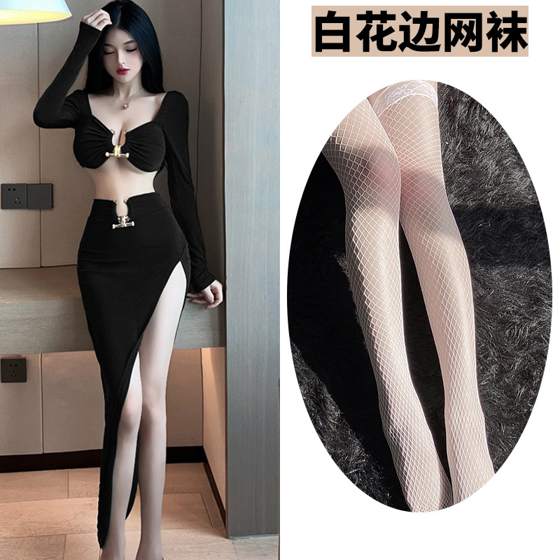 블랙 + 화이트 그물 스타킹