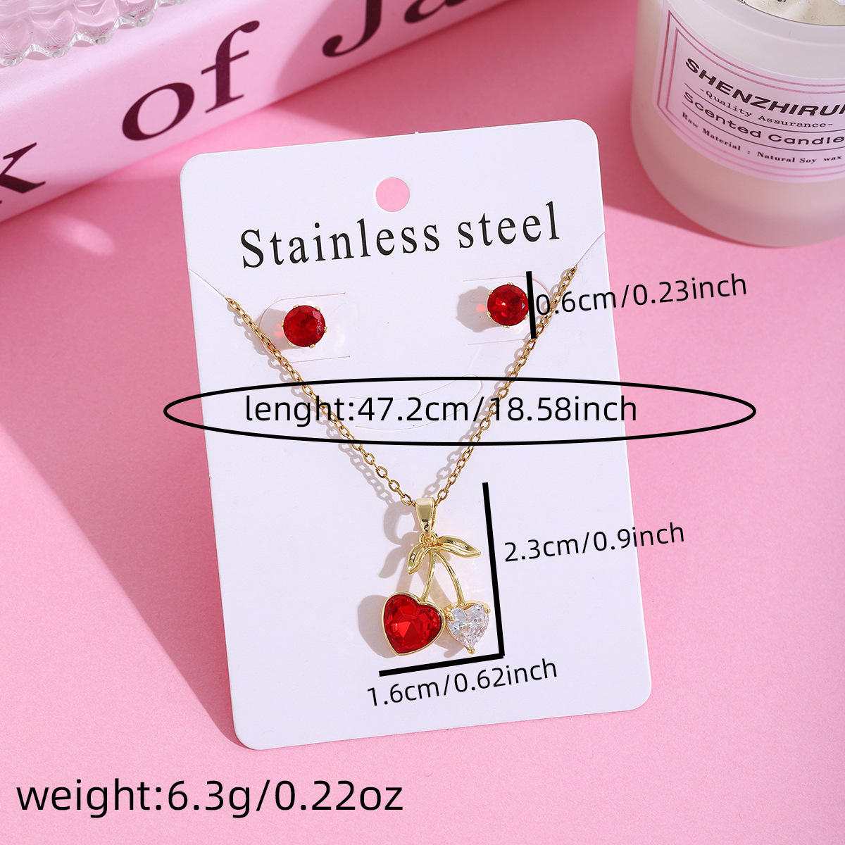 Wholesale Jewelry Sweet Cherry Strawberry 304 Stainless Steel Plating Jewelry Set Cable Chain display picture 5