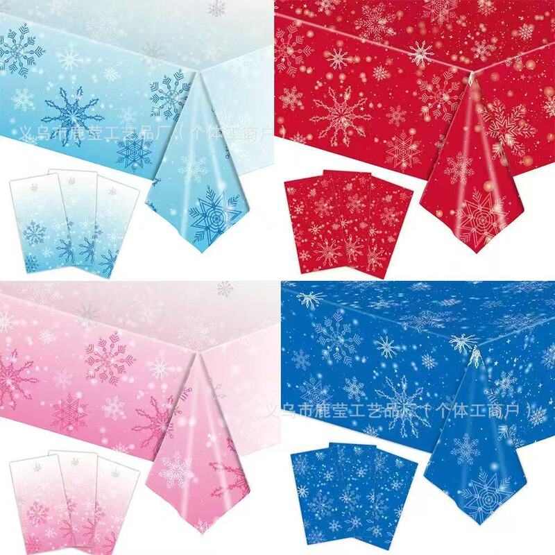 冬季新款圣诞节派对装饰用品Christmas圣诞树一次性圣诞桌布雪人|undefined