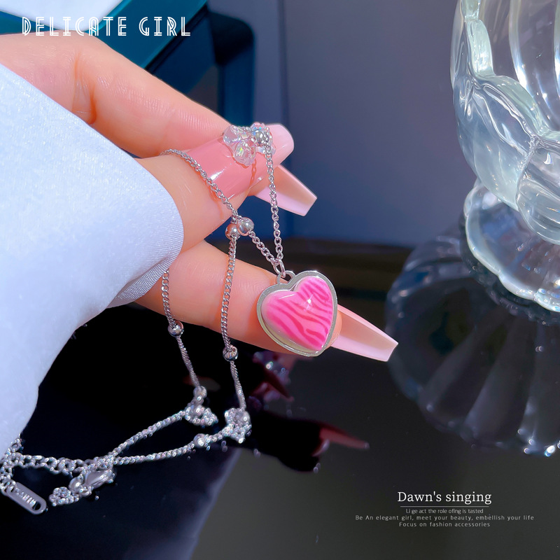 Sweet Heart Shape Stainless Steel Plating Pendant Necklace