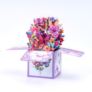 2024 new cross-border popular butterfly flying three-dimensional pop-up three-dimensional box multi-style wholesale can be customized with printed LOGO