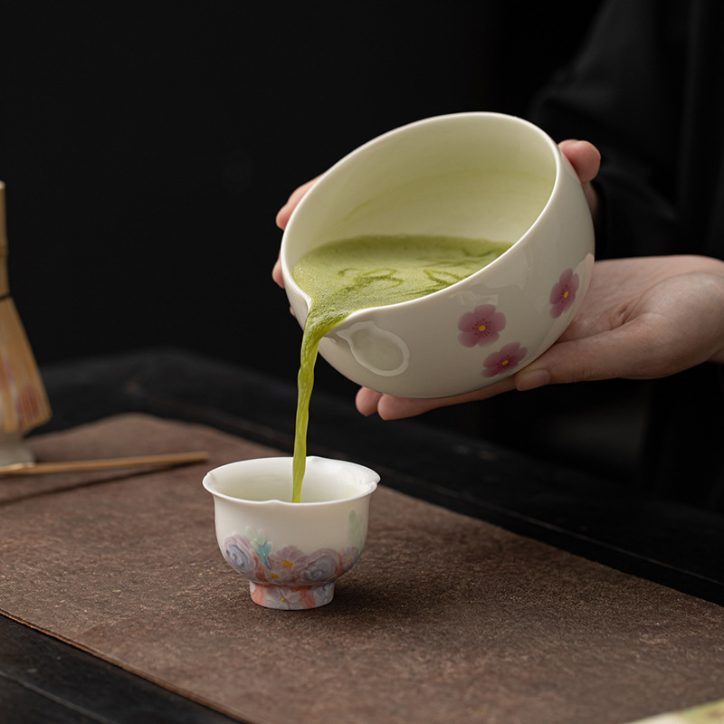 樱花抹茶四件套陶瓷点茶碗茶筅立茶刷日式打沫搅拌器茶百戏茶配件|undefined
