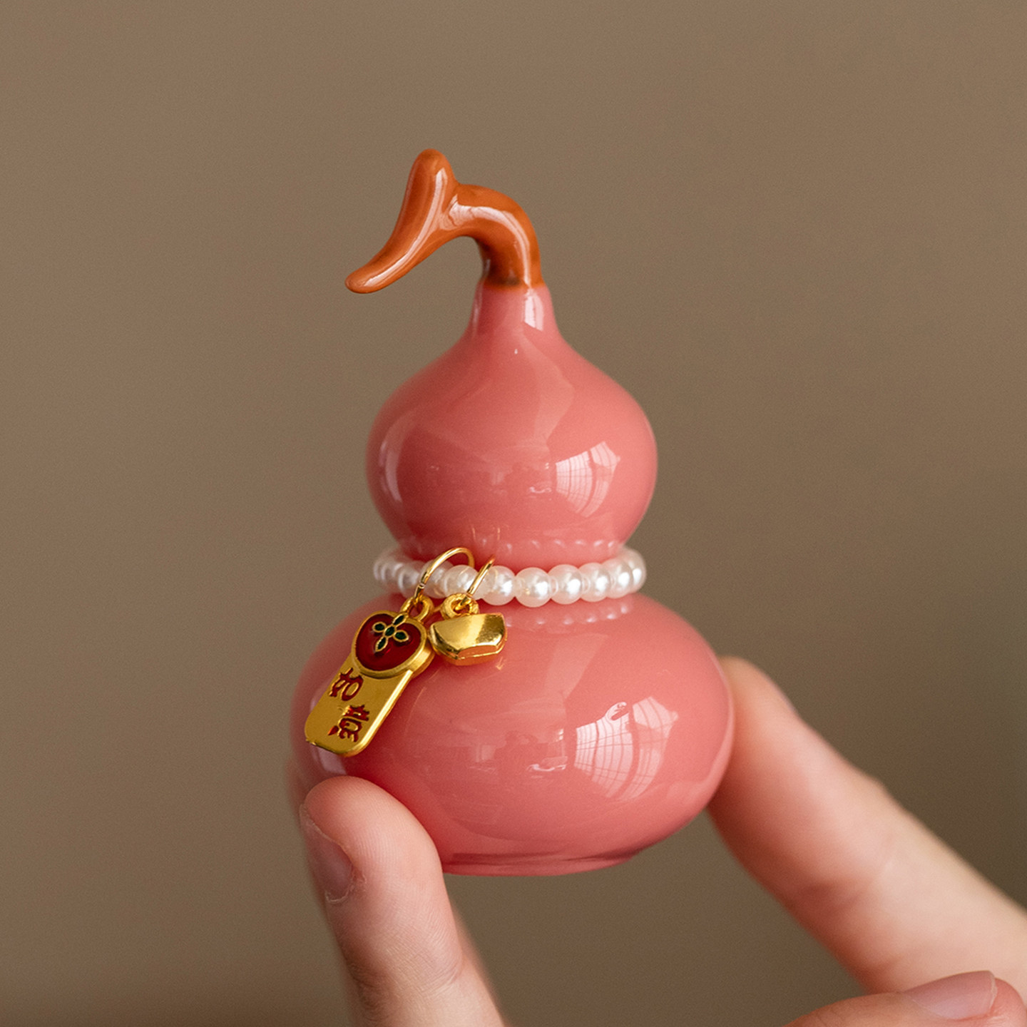 玉瓷彩色小葫芦茶宠摆件招财福禄新中式家居装饰品茶玩吉祥礼盒装