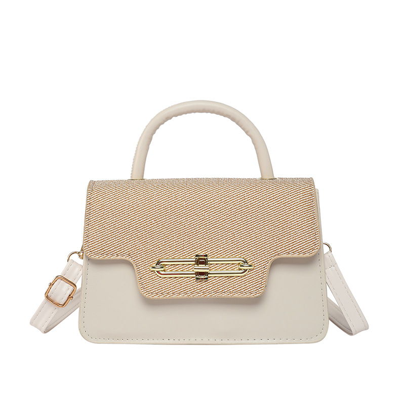 Moda cerradura hebilla contraste color costura tendencia viajero 2025 primavera pequeño bolso cuadrado personalidad femenina estilo ins bolso de mensajero retro