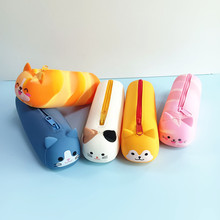 现货卡通硅胶笔袋网红便携学生大容量文具袋日系可爱铅笔盒收纳袋