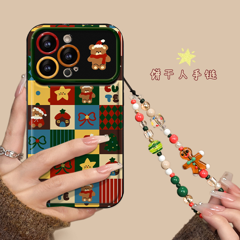 Christmas Gingerbread Man Chain Suitable for Apple 16 Large Window Phone Case 15Pro Plaid Iphone18 Silicone 17 Christmas Gingerbread Man Chain Suitable for Apple 16 Large Window Phone Case 15Pro Plaid Iphone18 Silicone 17