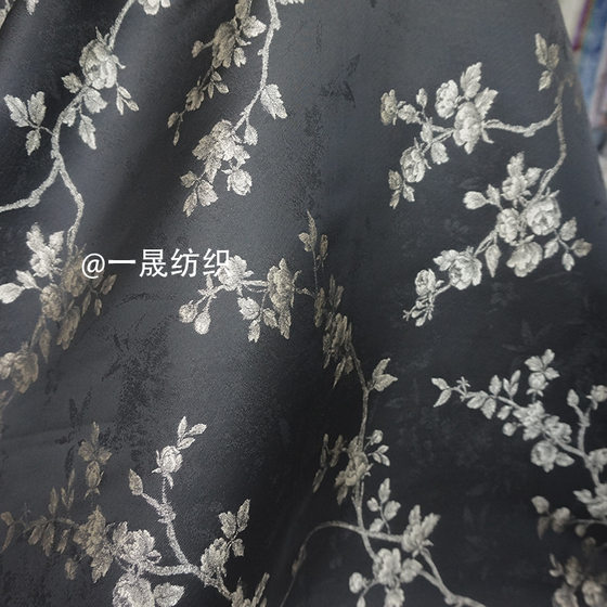 2024 Autumn Black Gold Rose Twill Jacquard Fabric Imitation Song Jin Chinese Style Brocade Jacket New Chinese Fabric