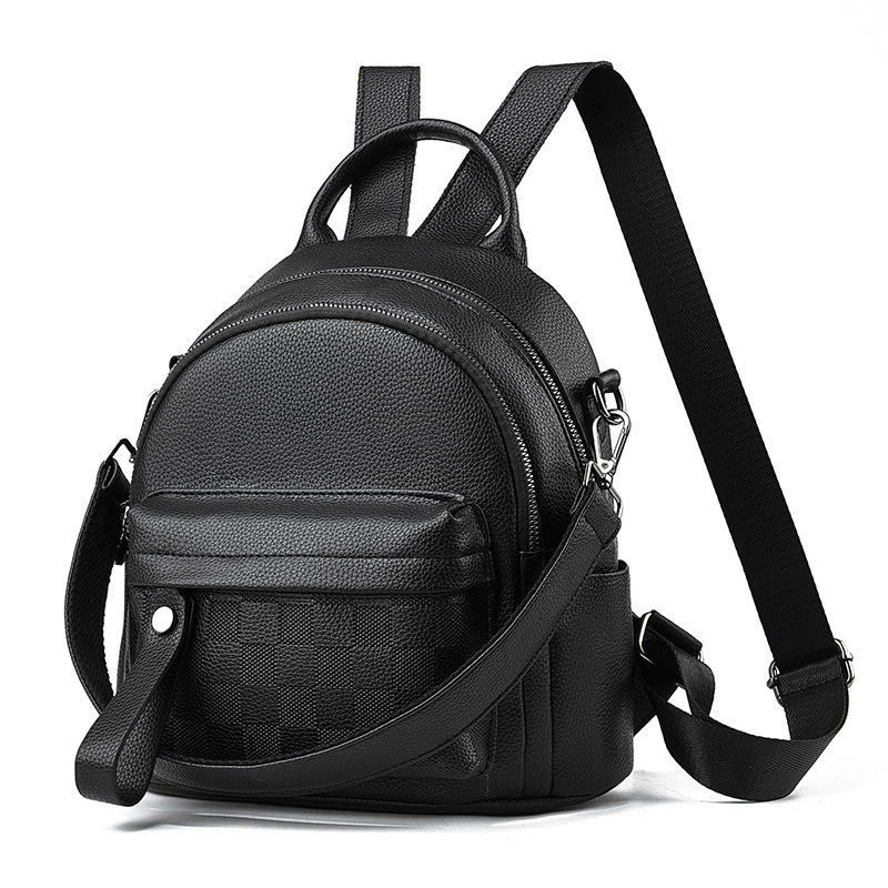 Mochila pequeña texturizada para mujeres de mediana edad, mochila escolar suave, bolso de doble propósito, bolso de un solo hombro y de doble hombro, gran capacidad, bolsos de nuevo estilo para mujer.