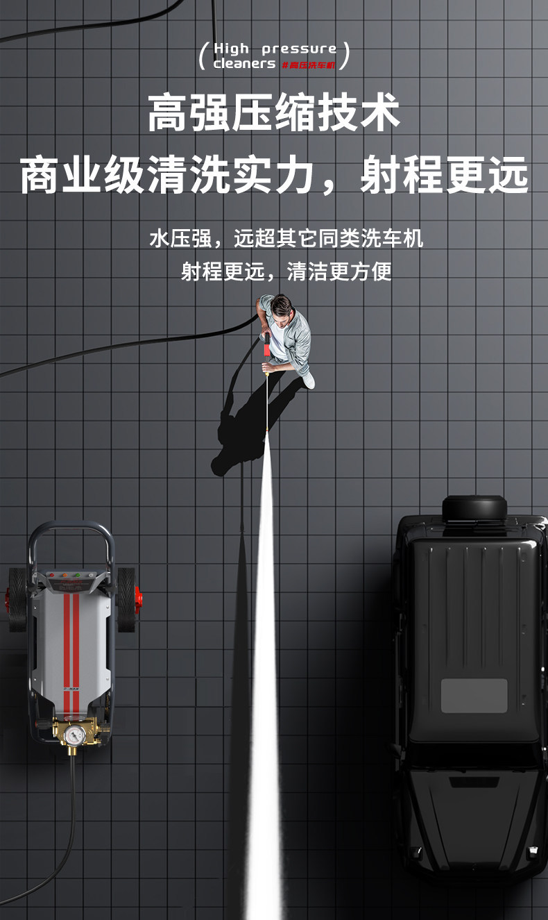 Cross-border Black Cat Chicheng 220v Commercial Powerful High-Pressure Washer, Floor Cleaning Machine, Water Pump, High-Power Device
