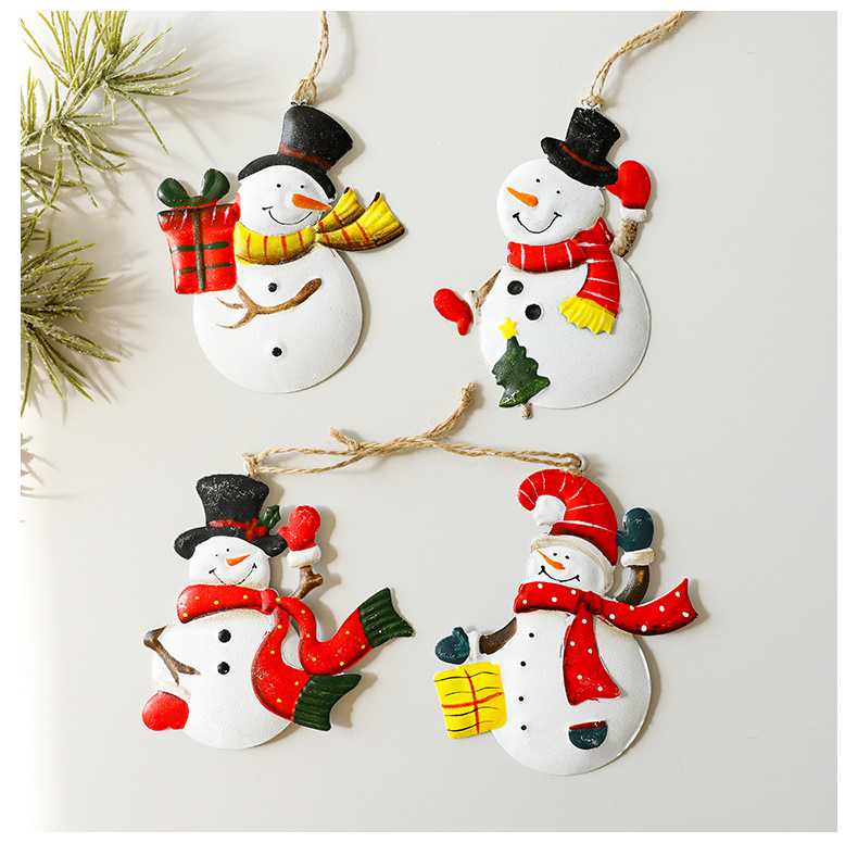 Christmas Tree Ornaments Set – Santa, Snowman, Stockings, Houses & More, Vintage Iron Hanging Decor For Holiday_voghion.com
