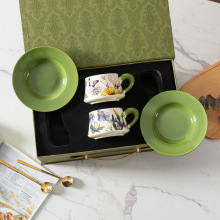 繁花陶瓷咖啡杯套装下午茶杯轻奢高级感杯碟礼盒马克杯水杯伴手礼