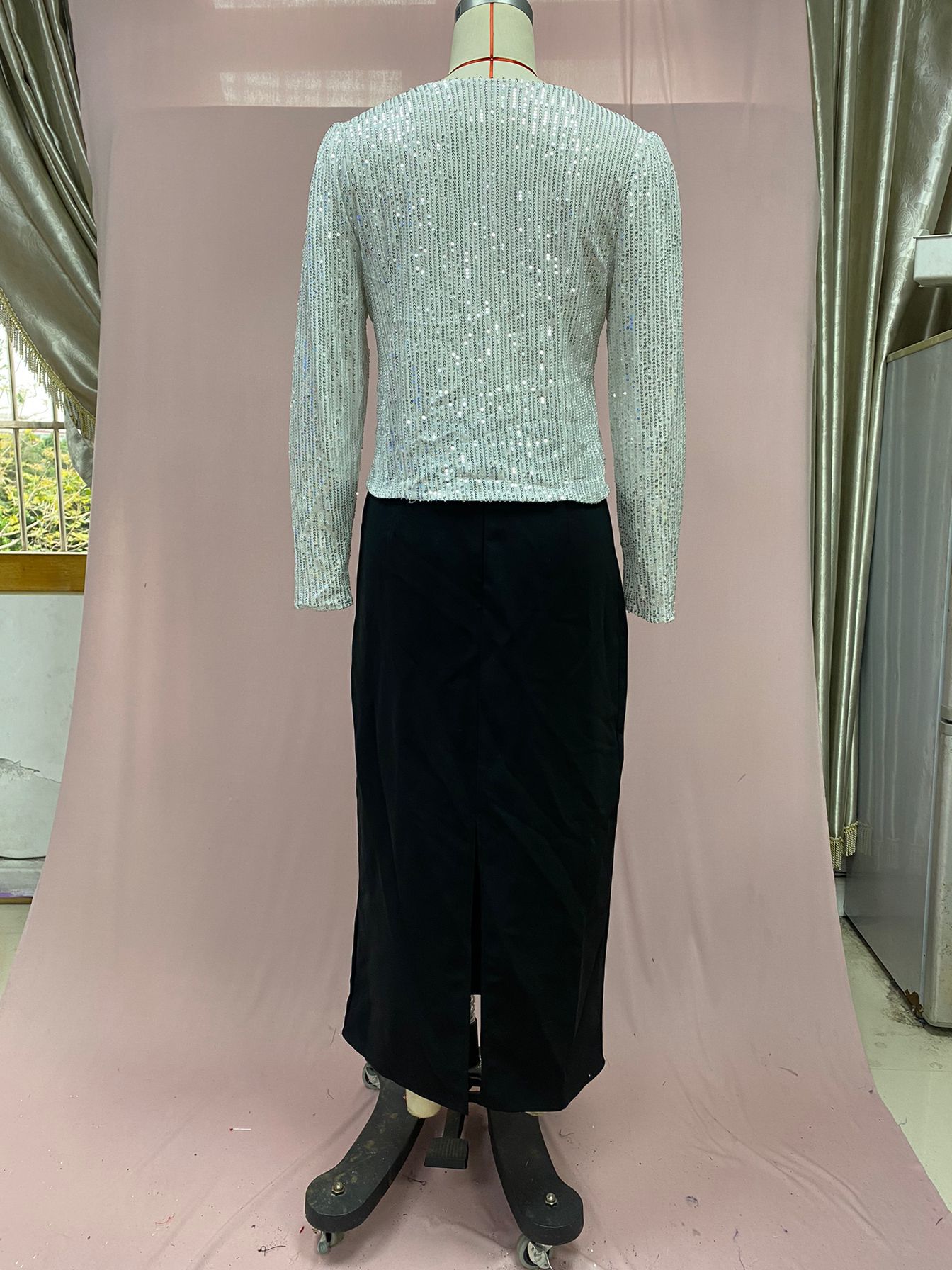 280g Weight Casual Jacket Outerwear Type Long Sleeve Sleeve Length Polyester Fabric Type Regular Top Length Coat Tops Type Holiday, Party Occasion Round Neck Neckline Slim Fit Type Solid Color Pattern Spring, Autumn Season Women's Gender Sequins Design Streetwear Style Women's Streetwear Solid Color Sequins Coat Casual Jacket 27