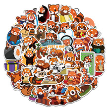 50张可爱红色熊猫Red Panda涂鸦贴纸装饰行李箱笔记本防水贴画批