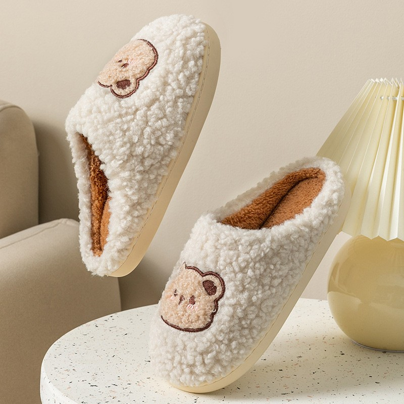 New Winter Cartoon Cotton Slippers for Women and Couples, Indoor Thick-Soled Cute Cotton Shoes, Non-Slip and Warm Furry Slippers