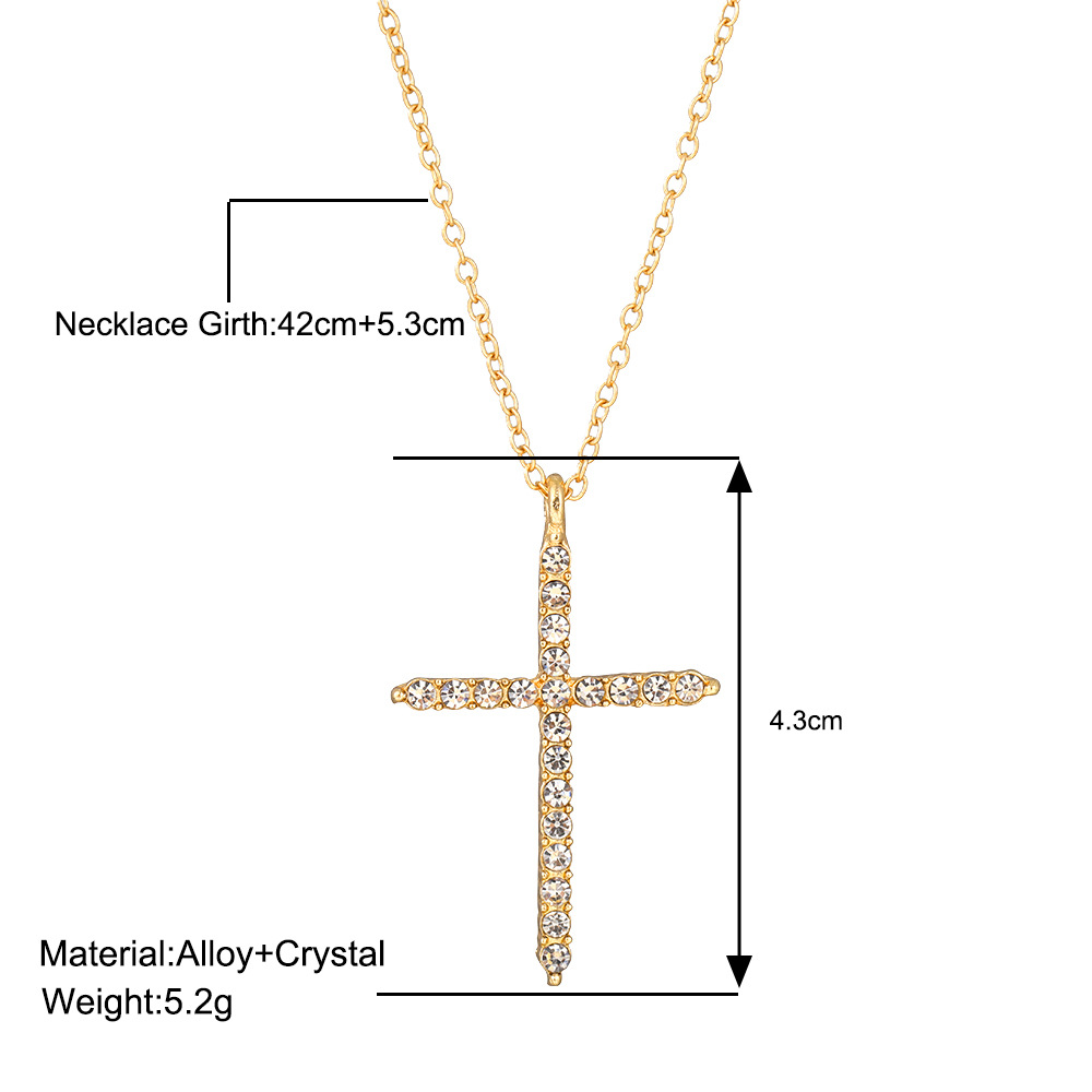 collana con ciondolo a croce con diamanti caldi, ciondolo alla moda semplice e creativo, catena per clavicola_voghion.com