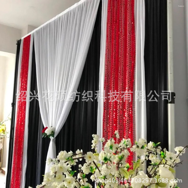 Wedding stage background Decoration curtain cloth black and white…