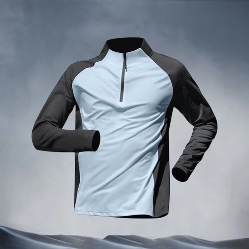 Zippered training suit for men, long-sleeved quick-dry top and bottom cycling, sports, track and field, T-shirt set, running and fitness clothing