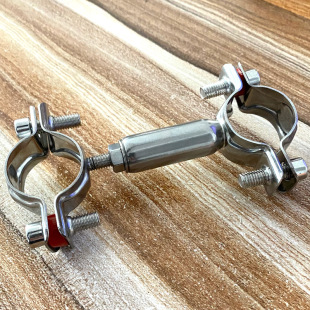 Stainless Steel Pipe Bracket Double-Layer Adjustable Double-Head Pipe Clamp Hose Clamp Pipe Fixed Bracket Clamp Double Pipe Clamp Holder