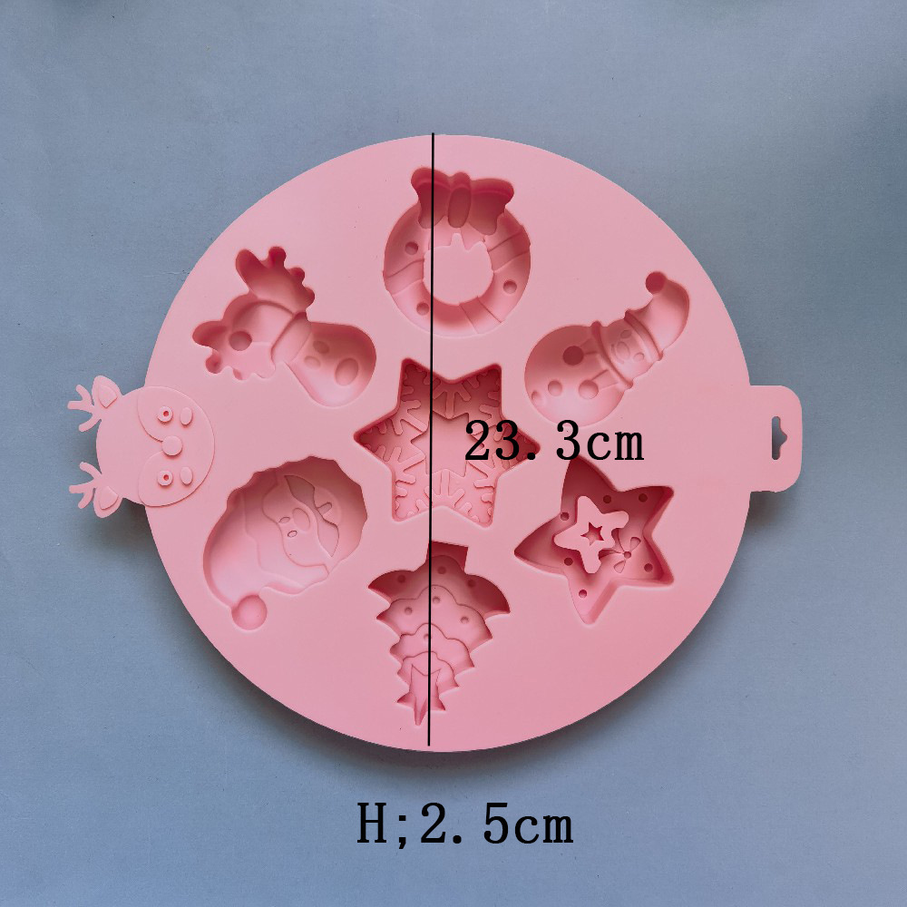 Redondo 7 Navidad 77 molde de silicona pastel helado pudín molde de postre jabón utensilios