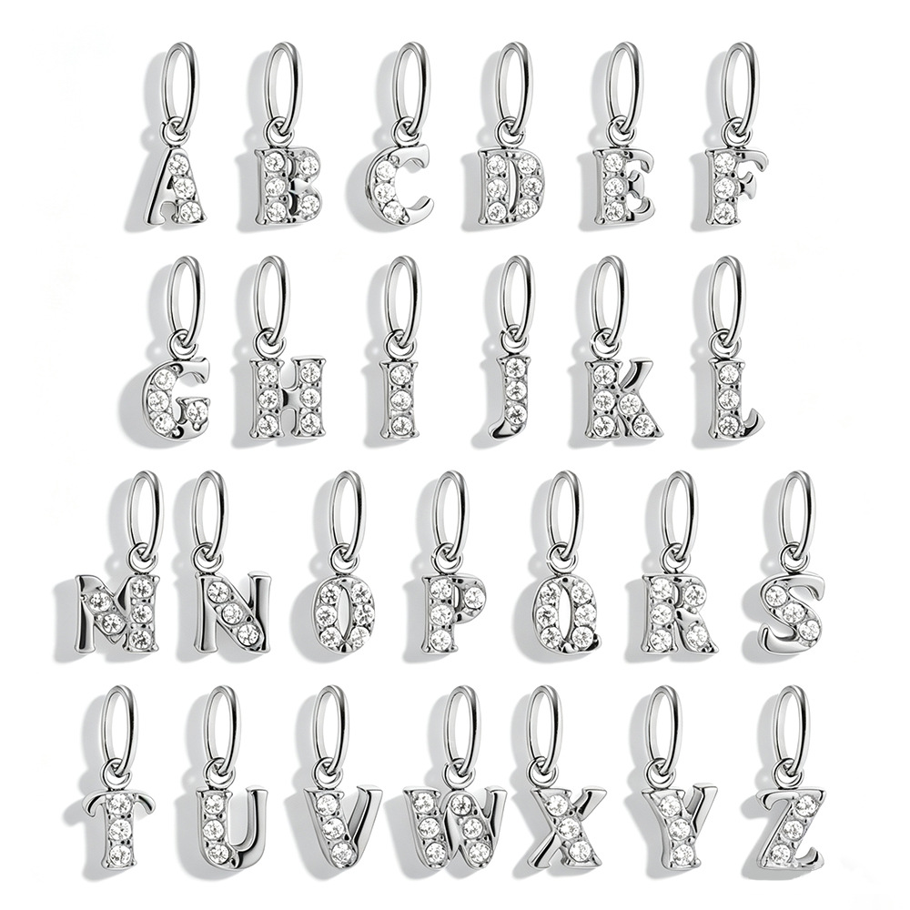 Cross-border bestseller 18K gold-plated zircon letter pendant ins light luxury style stainless steel handmade jewelry accessories in stock for wholesale
